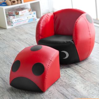 Kids Lady Bug Chair With Ottoman Multicolor   414105