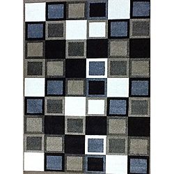 Modern Deco Champagne Squares Rug (79 X 105)