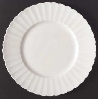 Susie Cooper White Flute Dinner Plate, Fine China Dinnerware   White, Fluted Rim