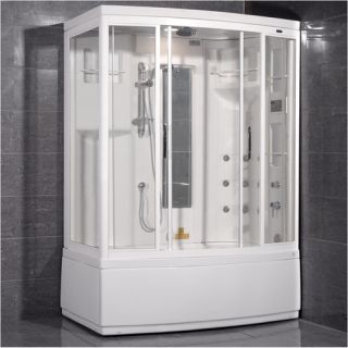 Ariel ZAA208 L Bath Ameristeam Steam Shower amp; Sauna 59 x 36 SemiBow Front with Whirlpool Tub Left Side Opening