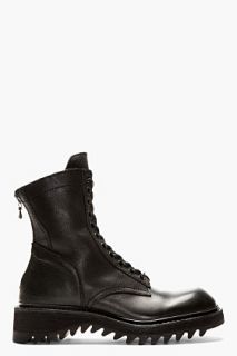 Julius Black Leather Zipped Combat Boots
