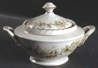 Franconia   Krautheim Hawthorn Sugar Bowl & Lid, Fine China Dinnerware   White F
