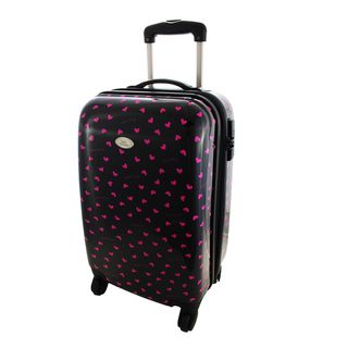 Glitzy Heart 22 inch Hardside Carry on Spinner Upright (BlackPattern Glitzy heartWeight 6.15 poundsPockets Interior side zipper pocket, big compartment zipper pocketElastic strap for proper packingCarrying strap N/AHandle Push button telescopic handl