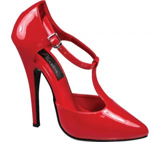 Womens Pleaser Domina 415   Red Patent Quarter Strap Shoes