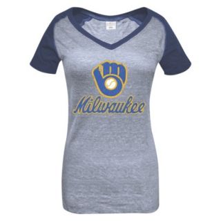 MLB TEAM COLOR Womens T Shirt Brewers   L