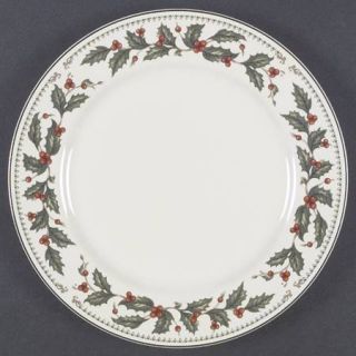 The Cellar Ivory Holly (Japan) Dinner Plate, Fine China Dinnerware   Red&Green H