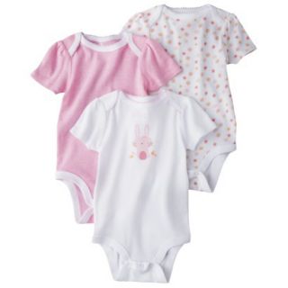 Circo Newborn Girls 3 Pack Short sleeve Bunny Bodysuit   Pink NB