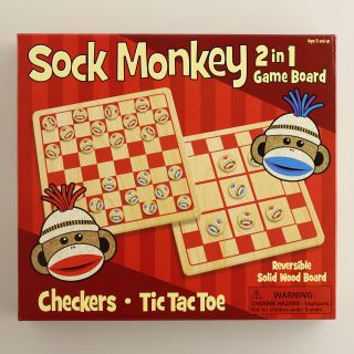 Sock Monkey Tic Tac Toe and Checkers Game   World Market