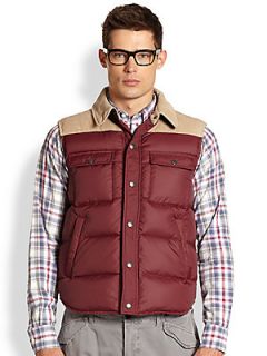 Gant by Michael Bastian Quilted Down Vest   Burgundy