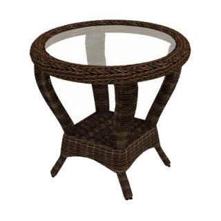 Chicago Wicker and Trading Co Forever Patio Leona Round Glass Top End Table