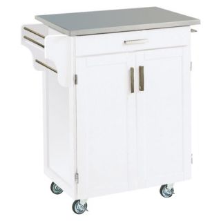 Kitchen Cart Cart with Stainless Steel Top   White