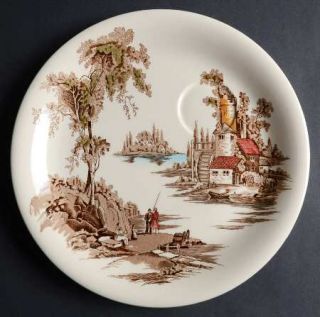 Johnson Brothers Old Mill, The Brown/Multicolor Snack Plate, Fine China Dinnerwa