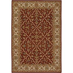 Hand knotted Mandara Burgundy New Zealand Wool Rug (79 X 106)