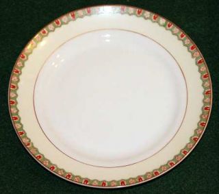 Noritake N195 Bread & Butter Plate, Fine China Dinnerware   Green & Red Border D