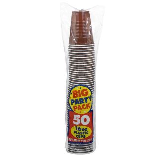 Chocolate Brown Big Party Pack 16 oz. Plastic Cups