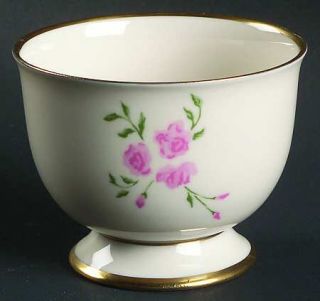 Flintridge Rosebud Custard Cup, Fine China Dinnerware   Pink Roses,Green Leaves,