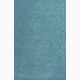 Hand made Blue Wool Textured Rug (2x3)