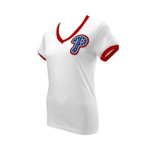 Philadelphia Phillies MLB Womens Vneck Ringer T Shirt