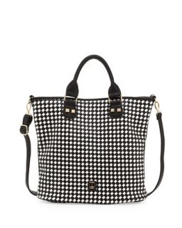Bardello Checkerboard Tote Bag, Black/White