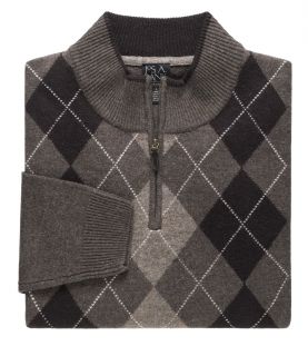 Lambswool Patterned Argyle Half Zip Sweater JoS. A. Bank