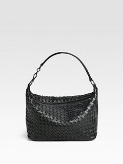 Bottega Veneta Woven Leather Small Shoulder Bag   Black