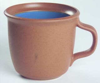 Dansk Blt Pottery Blue Mug, Fine China Dinnerware   Blue Center,Brown Rim,Smooth