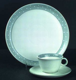 Denby Langley Twilight (Dots) Dinner Plate, Fine China Dinnerware   Gray Band W/