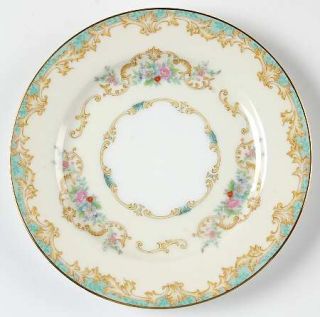 Noritake Arnaud Bread & Butter Plate, Fine China Dinnerware   Scrolls On Teal Ba