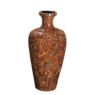 Small Acacia Wood Mosaic Vase