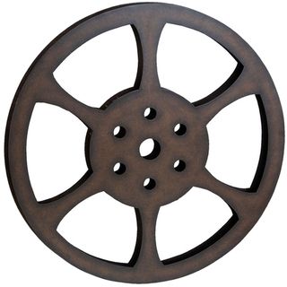 Hollywood 32 inch Metal Film Reel Home Movie Theater Accent Decor (Espresso Materials Metal, woodComes ready to hangDimensions 32 inches high x 1.5 inches wide x 32 inches long )