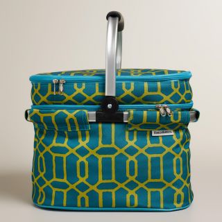 Window Print Insulated Double Decker Tote Bag with Blanket   World Market