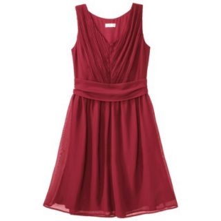 TEVOLIO Womens Plus Size Chiffon V Neck Pleated Dress   Stoplight Red   20W