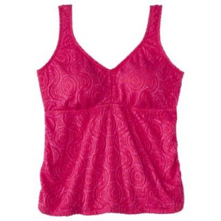 Womens Plus Size Crochet Tankini Swim Top   Fire Red 24W