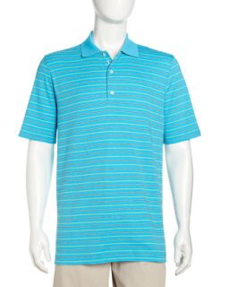 Mini Stripe Polo Shirt, Turquoise