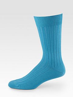 Marcoliani Cotton Blend Dress Socks   Aqua