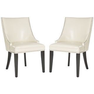 Afton Flat Cream Bi cast Leather Side Chair (set Of 2) (Flat creamIncludes Two (2) chairsMaterials Birchwood and bi cast leatherFinish EspressoSeat dimensions 22 inches width and 17.7 inches depthSeat height 19.7 inchesDimensions 36.4 inches high x 