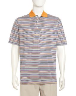 Thin Striped Polo Shirt, Orange