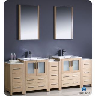 Fresca Torino 84 inch Light Oak Modern Bathroom Double Vanity With Undermount Sinks