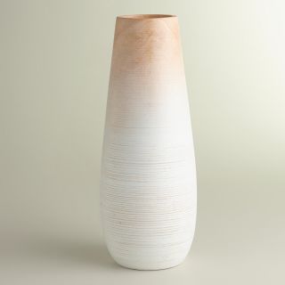 Medium Oval White Wood Ombre Vase   World Market
