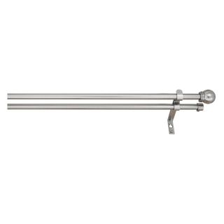 Versailles 0.625 in. Double Curtain Rod Telescopic with Ball Finial Pewter  