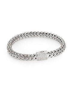 John Hardy Pave Diamond & Sterling Silver Wide Chain Bracelet/8   Silver