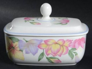 Royal Doulton Blooms 1/4 Lb Covered Butter, Fine China Dinnerware   Expressions,