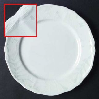 Noritake Engravings Dinner Plate, Fine China Dinnerware   White Leaves On Pale B