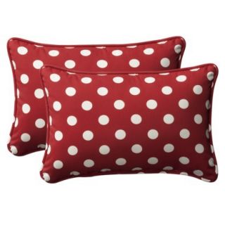 2 Piece Outdoor Toss Pillow Set   Red/White Polka Dot 24