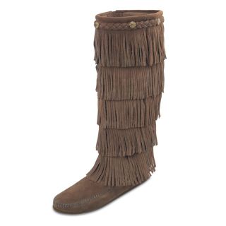 Minnetonka Womens 5 Layer Fringe Boots   Dusty Brown Suede   1658 DST 6, 6