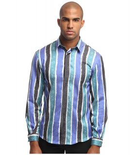 Versace Collection Blue Python Stripe Button Up Mens Clothing (Blue)