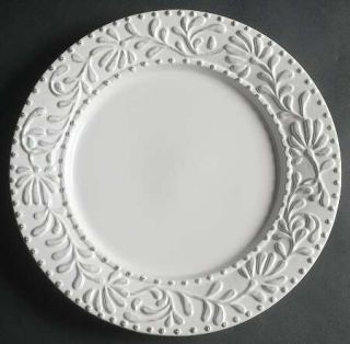 American Atelier Bianca Leaf (Round) Dinner Plate, Fine China Dinnerware   White