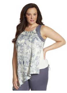 Lane Bryant Plus Size Lane Collection printed tank with faux leather trim    