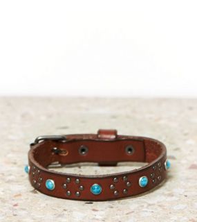 Leather AEO Turqouise Studded Cuff, Womens One Size