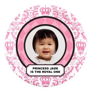 Elegant Princess Damask 1st Birthday Personalized Dinner Plates